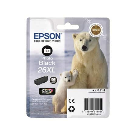 T2631 Cartouche d'encre Epson - Noir photo - T26XL Ours Polaire