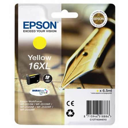 T1634 Cartouche d'encre Epson - Jaune - T16XL Stylo Plume