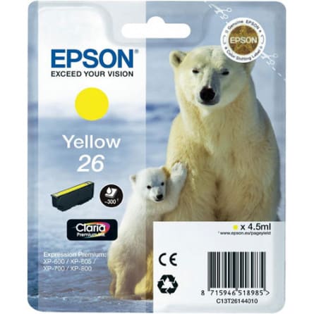 T2614 Cartouche d'encre Epson - Jaune - T26 Ours Polaire