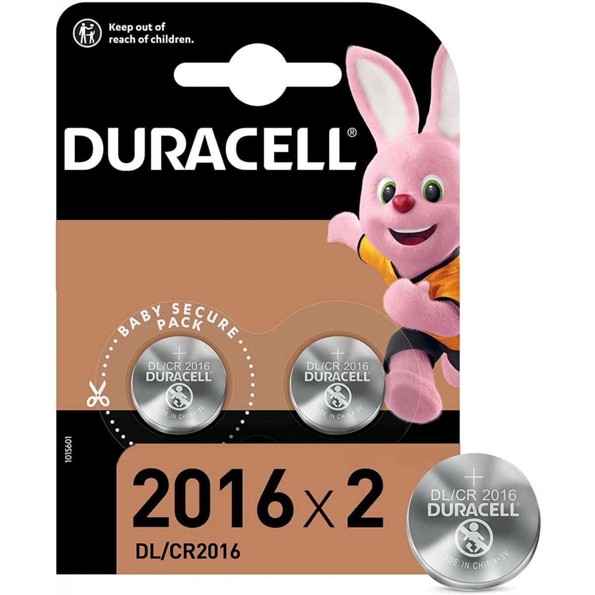 Piles bouton DL2016 / CR2016 / 3V Duracell - 2 piles