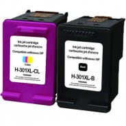 Pack 2 Cartouches HP-301 XL recyclée HP CH563EE / CH564EE - Noir / Couleur