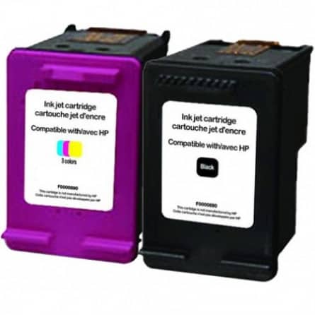 Pack 2 Cartouches HP-302 XL recyclée HP F6U68AE / F6U67AE - Noir / Couleur