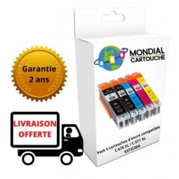 Pack 5 Cartouches PGI-580 XXL / CLI-581 XXL générique canon