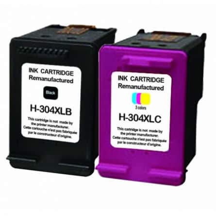 Pack 2 Cartouches HP-304 XL recyclée HP N9K08AE / N9K07AE