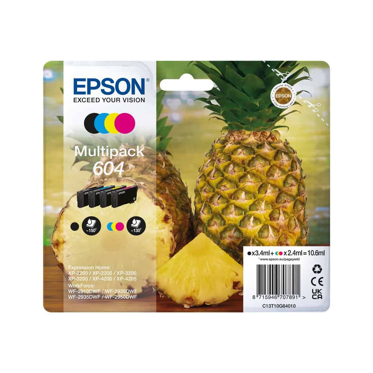 Pack 4 Cartouches 604 Epson C13T10G64010 - 4 Couleurs - Ananas