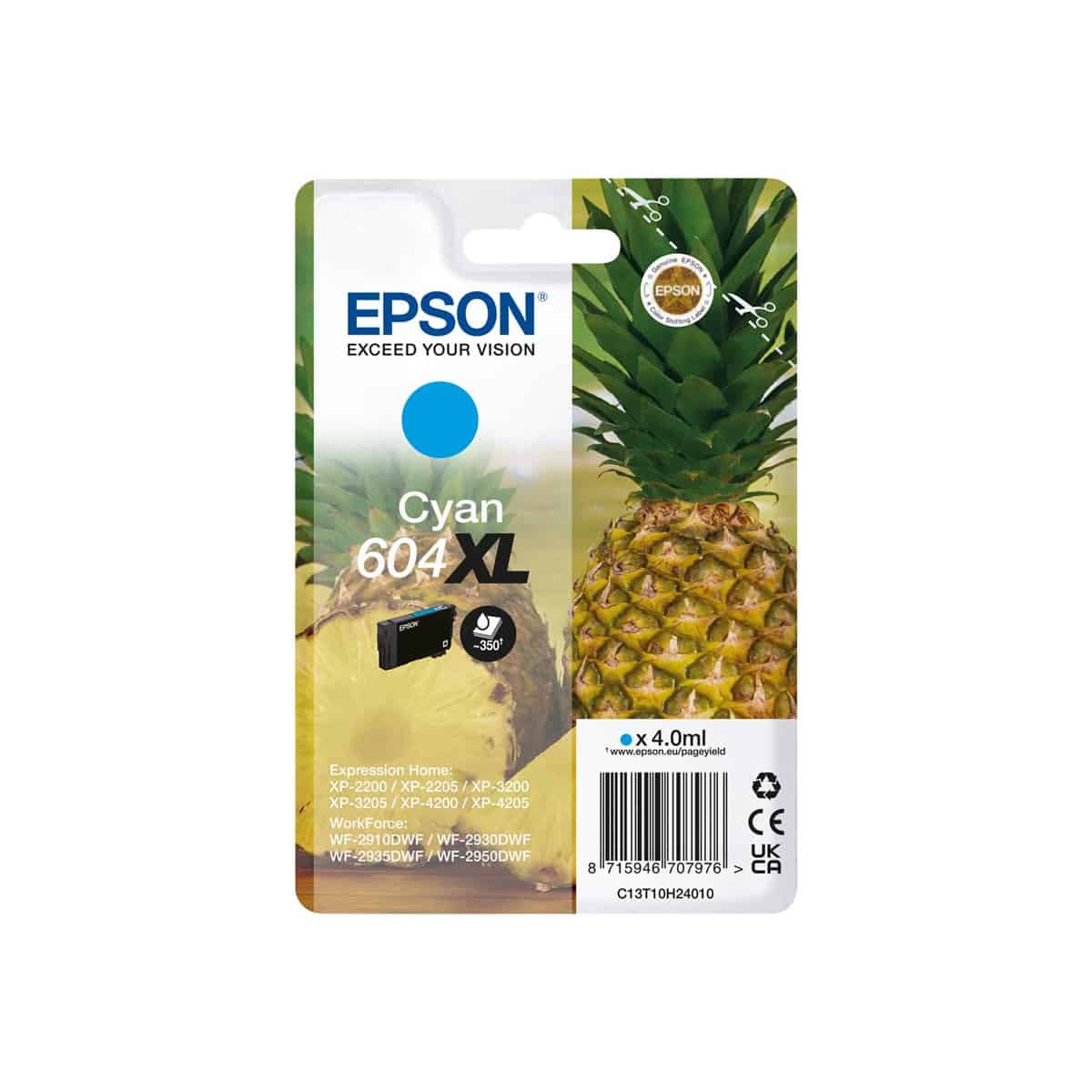 604 XL C Cartouche Epson C13T10H24010 - Cyan - Ananas