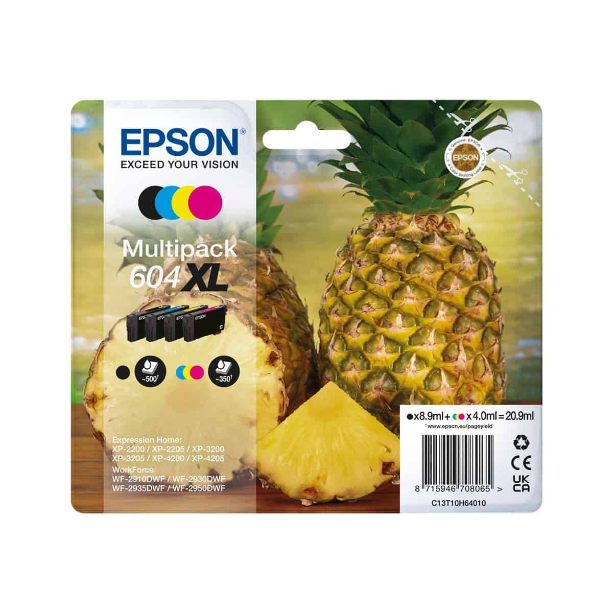 Pack 4 Cartouches 604 XL Epson C13T10H64010 - 4 Couleurs - Ananas