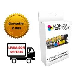 Pack 5 Cartouches LC 123 XL compatible Brother - Mondial Cartouche