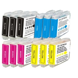 Pack 12 Cartouches LC-970 / 1000 compatible Brother - 4 Couleurs