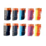 Pack 10 Cartouches PGI-520 / CLI-521 compatible Canon - 5 Couleurs