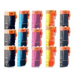 Pack 15 cartouches PGI-550XL/CLI-551 XL compatible Canon - 5 couleurs