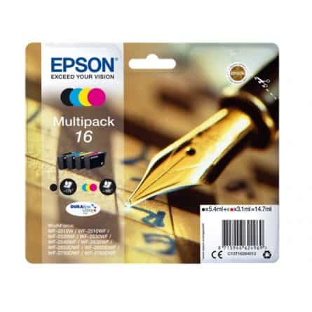 Pack 4 Cartouches T1626 Epson - 4 Couleurs - T16 Stylo Plume