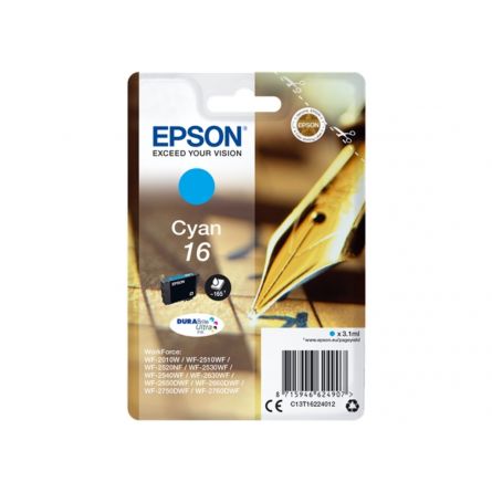 T1622 Cartouche d'encre Epson - Cyan - T16 Stylo Plume