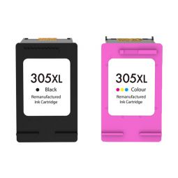 Pack 2 cartouches N°305 XL recyclée pour HP - 3YM62AE / 3YM63AE - Noir + Couleur