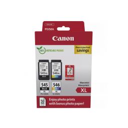 Pack PG-545 XL / CL-546 XL Cartouches d'encre Canon - 8286B006 + 50 feuilles de papier photo