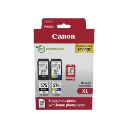 Pack PG-575 XL / CL-576 XL Cartouches d'encre Canon - 5437C006 + 50 feuilles de papier photo