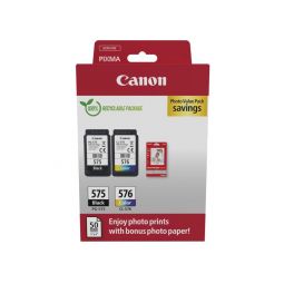 Pack PG-575 / CL-576 Cartouches d'encre Canon - 5438C004 + 50 feuilles de papier photo