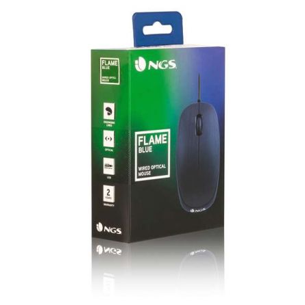 Souris NGS Flame 1000dpi USB - 3 Boutons - Ambidextre - Bleu