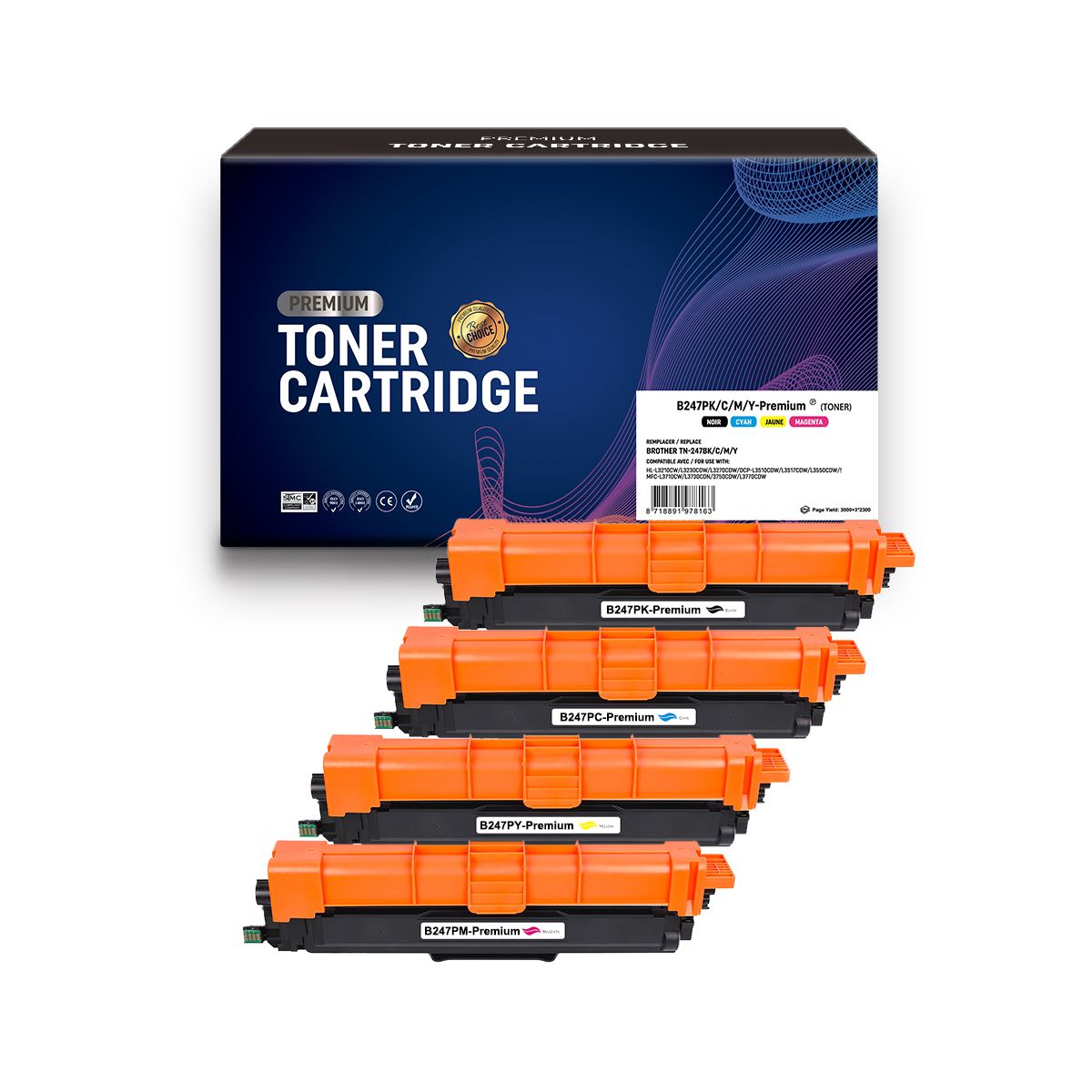 Pack TN-247 Toner laser générique Prémium pour Brother - 4 Couleurs