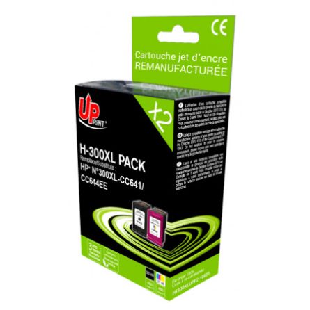 Pack 2 Cartouches N°300 XL recyclée pour HP CC641EE / CC644EE - UPrint