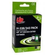 Pack 2 Cartouches N°338 / N°343 recyclée pour HP C8765EE / C8766EE - Noir / Couleur