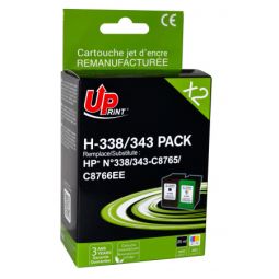 Pack 2 Cartouches N°338 / N°343 recyclée pour HP C8765EE / C8766EE - Noir / Couleur