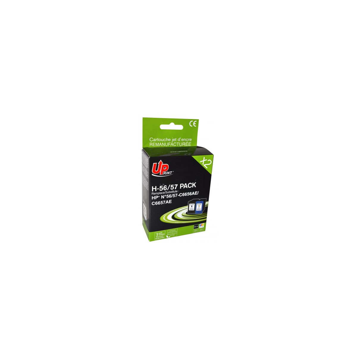 Pack 2 Cartouches N°56 / N°57 recyclée pour HP C6657AE / C6656AE - UPrint