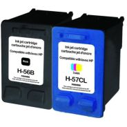 Pack 2 Cartouches N°56 / N°57 recyclée pour HP C6657AE / C6656AE - UPrint