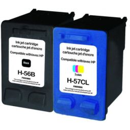 Pack 2 Cartouches N°56 / N°57 recyclée pour HP C6657AE / C6656AE - UPrint