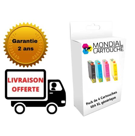 Pack 4 Cartouches 604XL générique pour Epson - C13T10H64010 - Ananas - Mondial Cartouche
