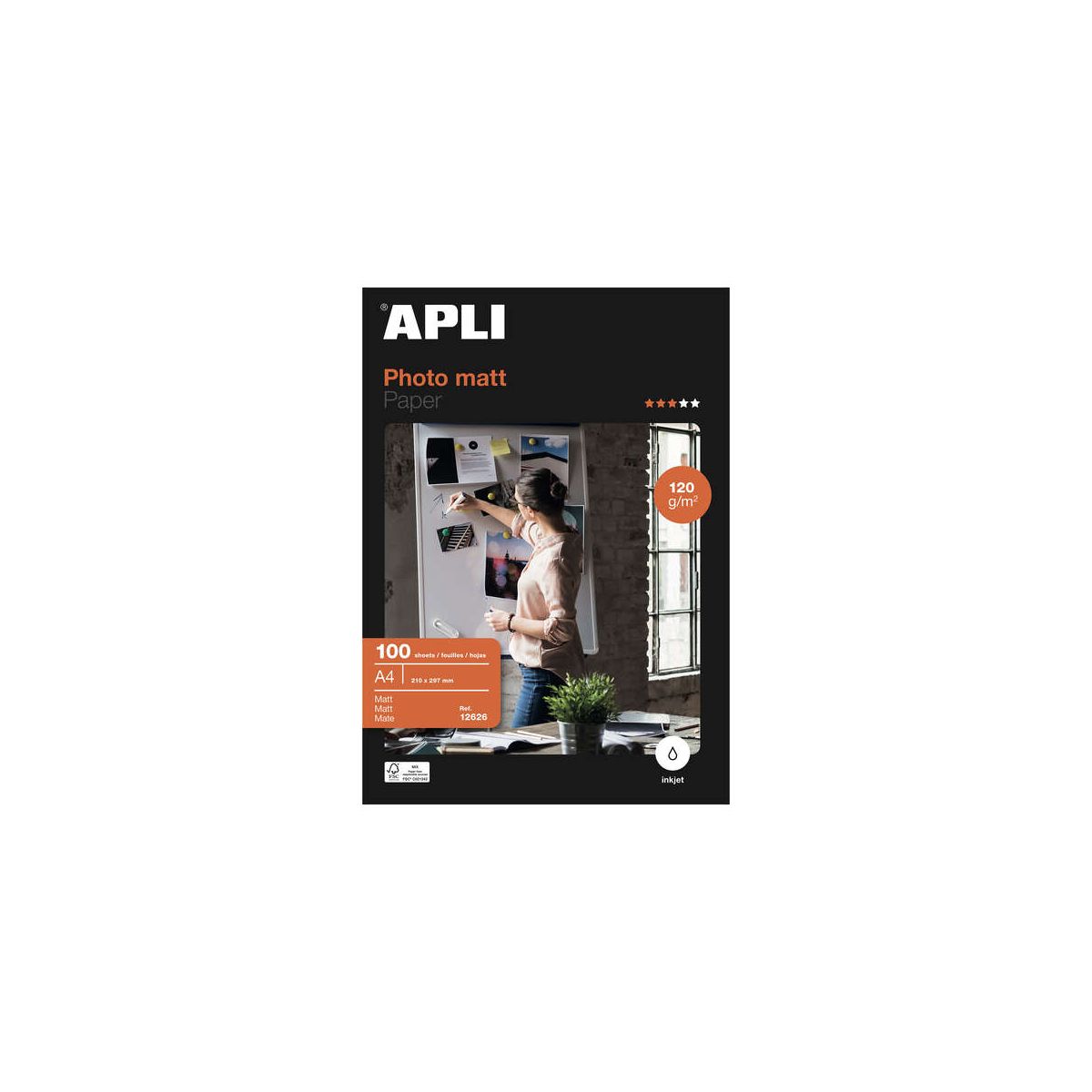 Papier photo A4 2129,7 - 120g - 100 feuilles - Apli