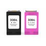 Pack 2 cartouches N°308 XL recyclée pour HP - 7FP21UE / 7FP20UE - Noir + Couleur