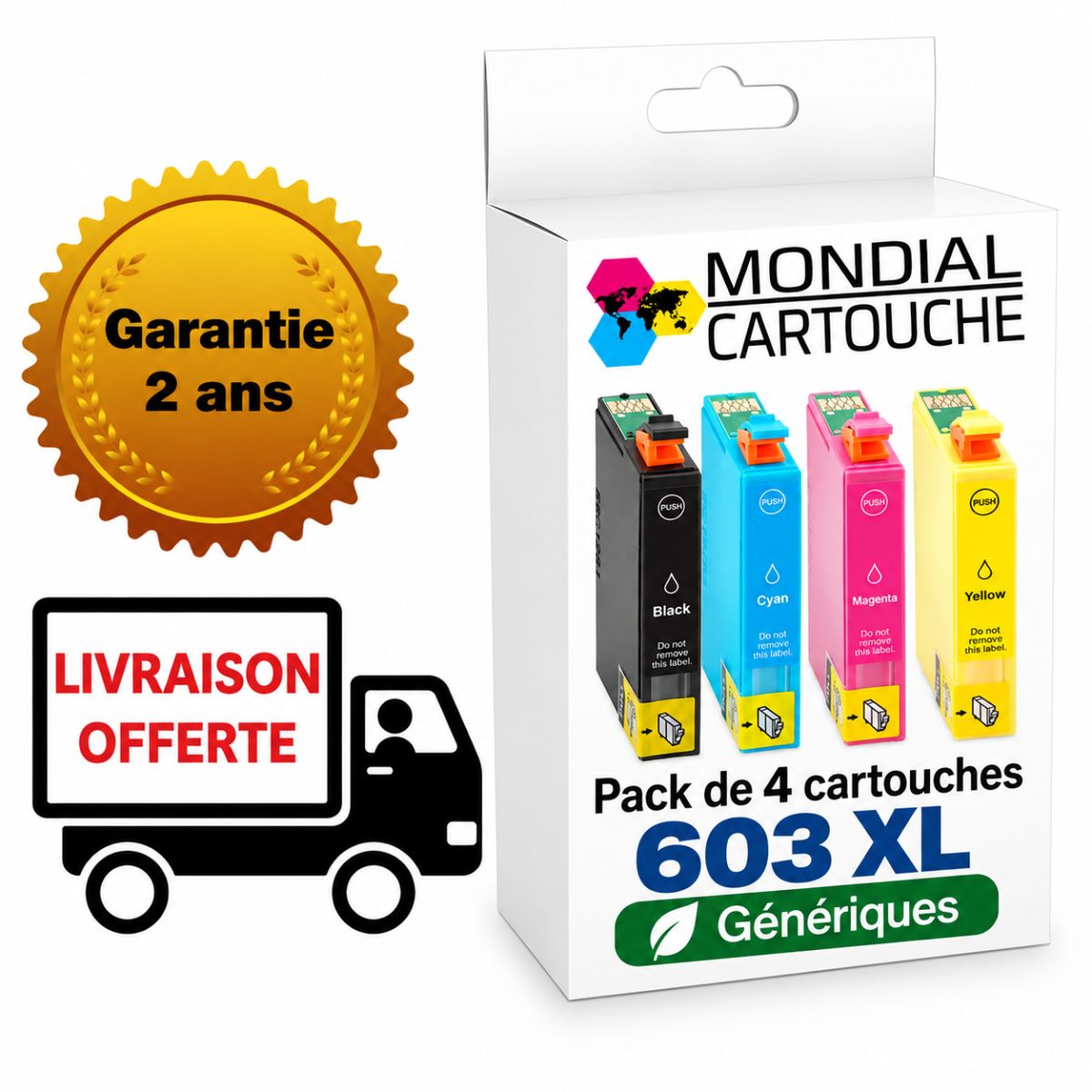 Pack 4 Cartouches 603 XL générique pour Epson - C13T03A64010 - Etoile de mer - Mondial Cartouche