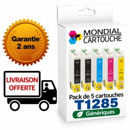 Pack 5 Cartouches T1285 générique pour Epson - C13T12854010 - Renard - Mondial Cartouche