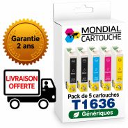 Pack 4 Cartouches T1636 générique pour Epson - T16XL - C13T16364012 - Stylo Plume - Mondial Cartouche