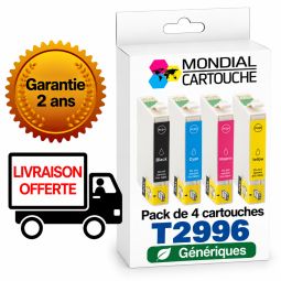 Pack 4 Cartouches T2996 générique pour Epson - T29XL - C13T29964012 - Fraise - Mondial Cartouche