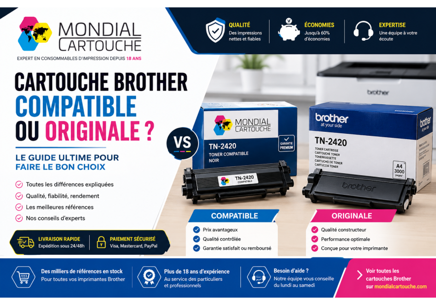 Cartouche Brother compatible ou originale : le guide complet pour faire le bon choix | Mondial Cartouche